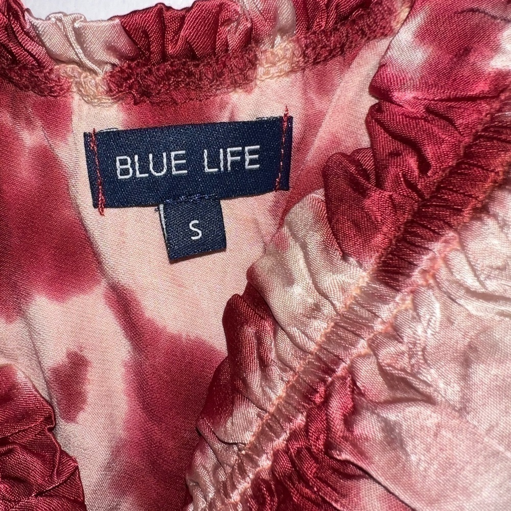 blue life open shoulder viscose top tie dye layer shirt size Small - Picture 5 of 11